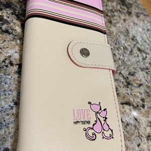 Pink cream brown kitty cat wallet